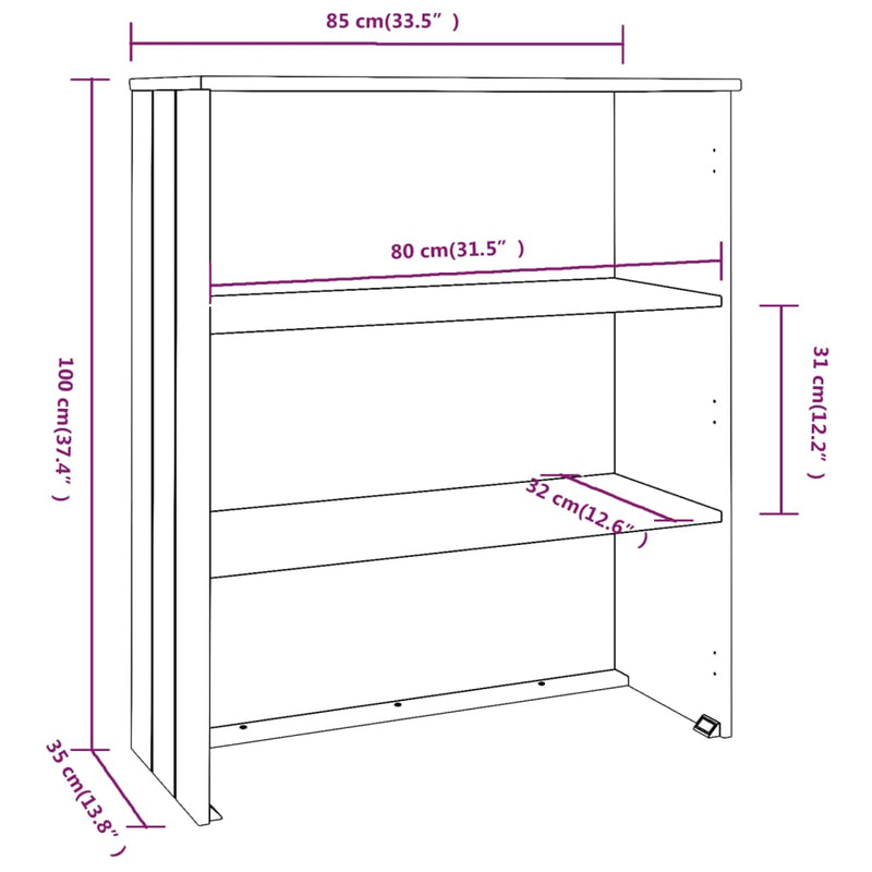 Top for Highboard Dark Grey 85x35x100 cm Solid Wood Pine Payday Deals