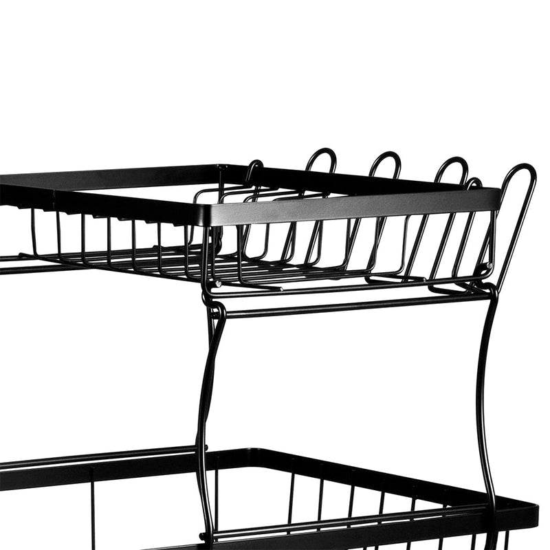 TOQUE Detachable Dish Drying Rack Cutlery Organizer Drainer Board  2 Tier Black Payday Deals