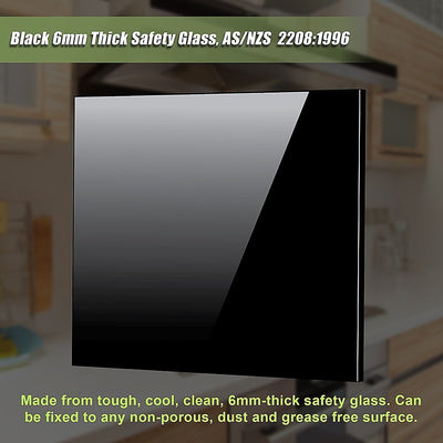 Toughened 90cm x 75cm Black Glass Kitchen Splashback Payday Deals