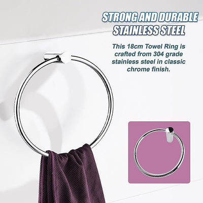 Towel Ring Rail Grade 304 Stainless Steel 18cm Payday Deals