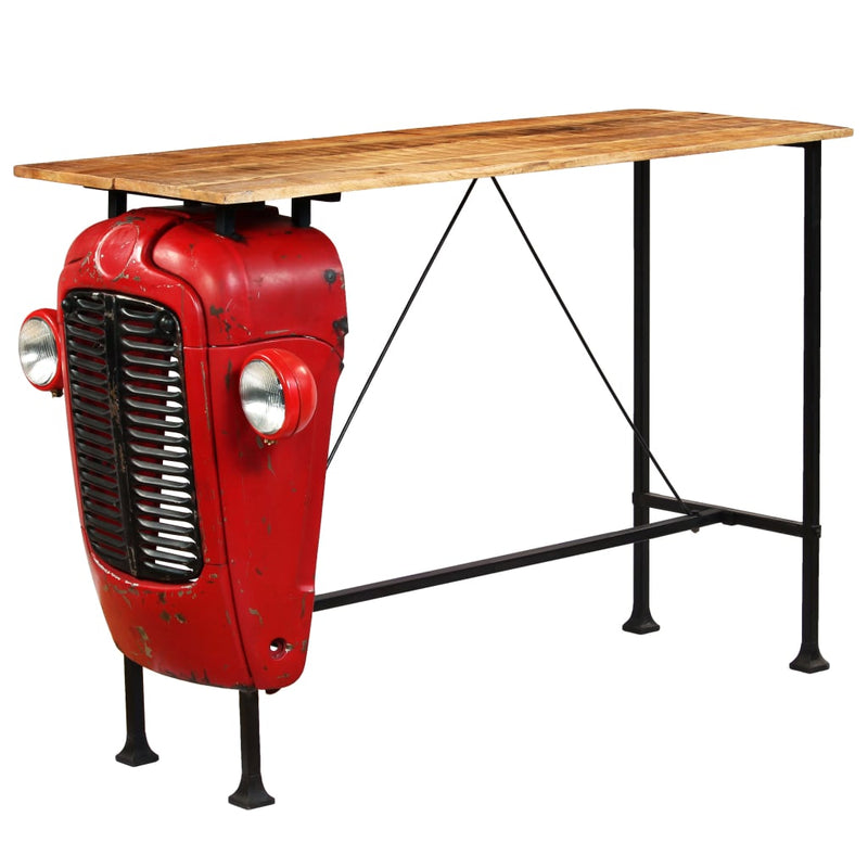 Tractor Bar Table Solid Mango Wood Red 60x150x107 cm Payday Deals