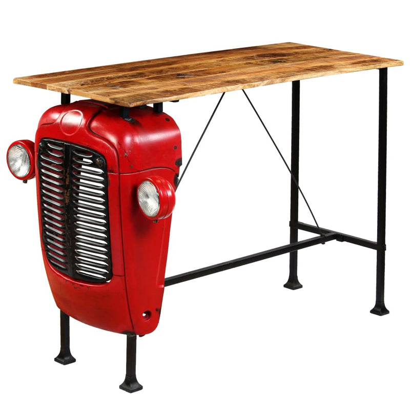 Tractor Bar Table Solid Mango Wood Red 60x150x107 cm Payday Deals