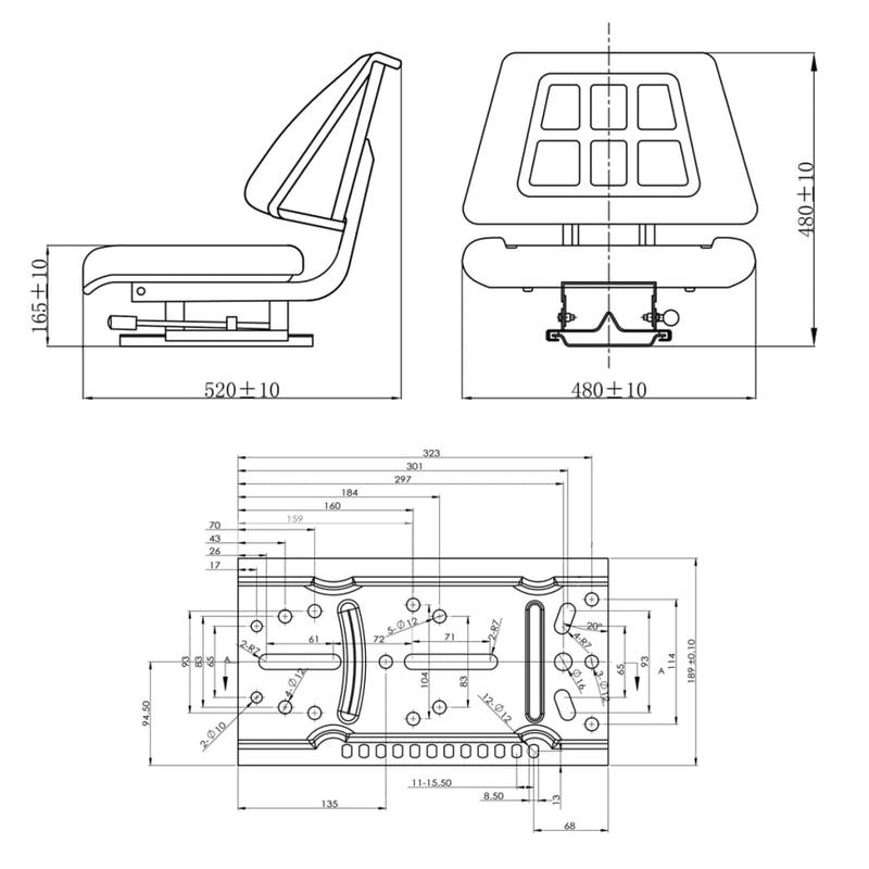 Tractor Seat with Backrest Black Payday Deals