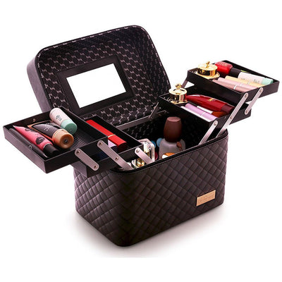 Travel Mirror Cosmetic Bag Foldable Tray Portable Makeup Organizer Case Storage Display Box Payday Deals