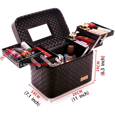 Travel Mirror Cosmetic Bag Foldable Tray Portable Makeup Organizer Case Storage Display Box Payday Deals