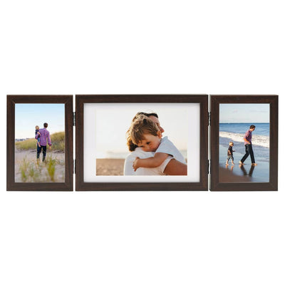 Trifold Photo Frame Collage Dark Brown 22x15 cm+2x(10x15 cm) Payday Deals