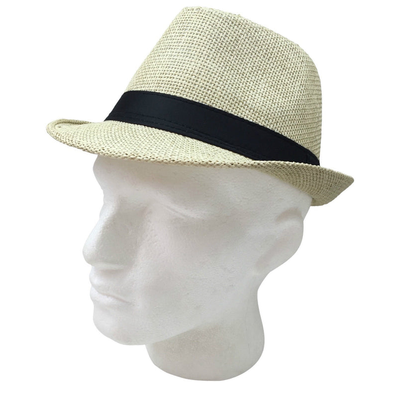 TRILBY HAT Fedora 100% Paper Straw Plain Party Costume Detective Gangster Cap Payday Deals