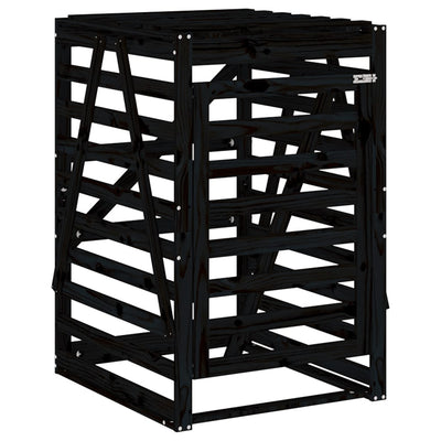 Triple Wheelie Bin Storage Black Solid Wood Pine Payday Deals