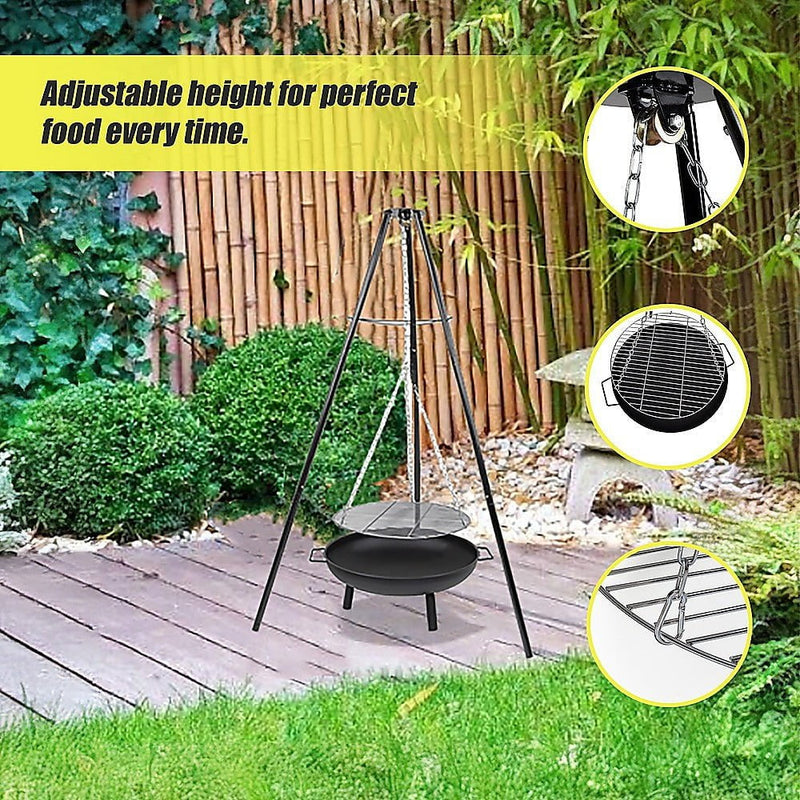Tripod Garden Fire Pit BBQ Barbecue Cast Iron & Steel Fire Pit Bowl Round Payday Deals