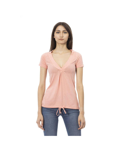 Trussardi Action Women's Elegant Pink Short Sleeve Tee with Chic Print - L