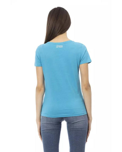Trussardi Action Women's Light Blue Cotton Tops & T-Shirt - 2XL Payday Deals
