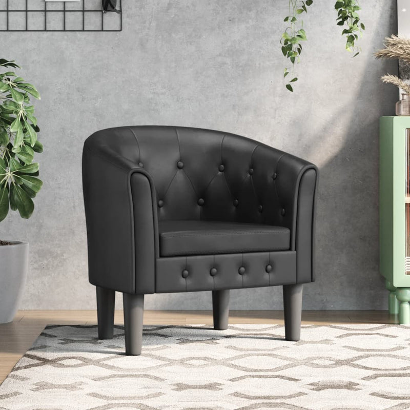 Tub Chair Black Faux Leather Payday Deals