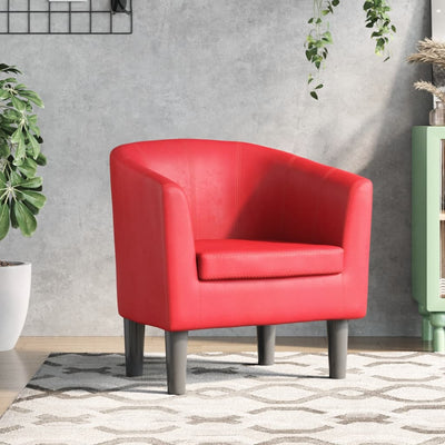 Tub Chair Red Faux Leather