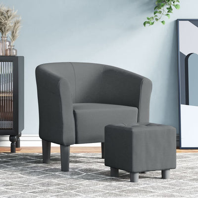 Tub Chair with Footstool Dark Grey Fabric Payday Deals