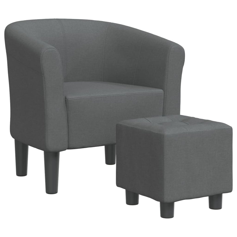 Tub Chair with Footstool Dark Grey Fabric Payday Deals