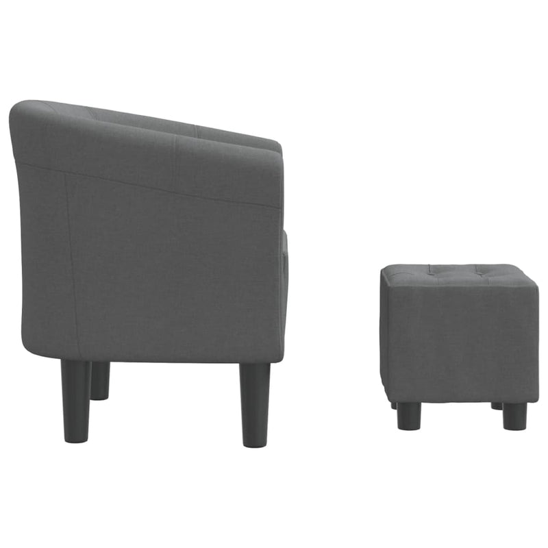 Tub Chair with Footstool Dark Grey Fabric Payday Deals