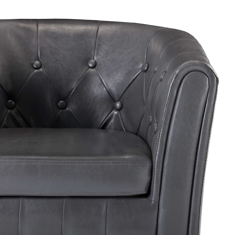 Tub Chair with Footstool Grey Faux Leather Payday Deals
