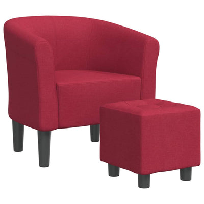 Tub Chair with Footstool Wine Red Fabric Payday Deals