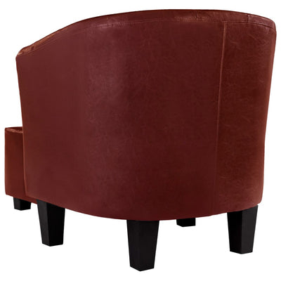 Tub Chair with Footstool Wine Red Faux Leather Payday Deals