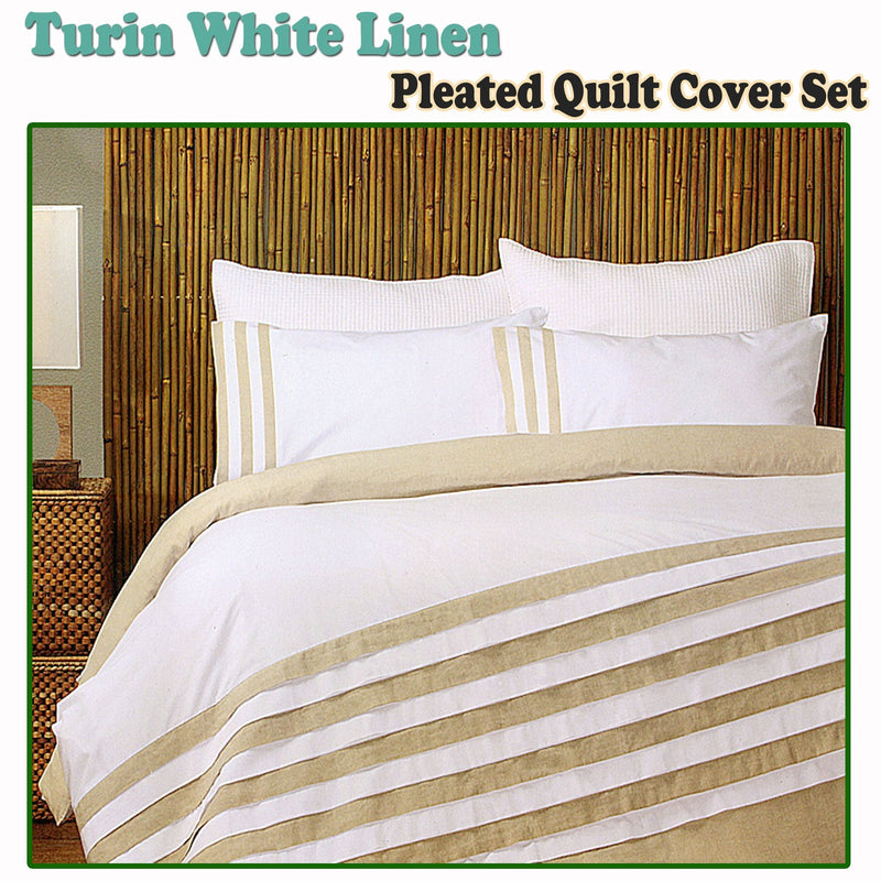 Turin White Linen Quilt Cover Set KING Payday Deals