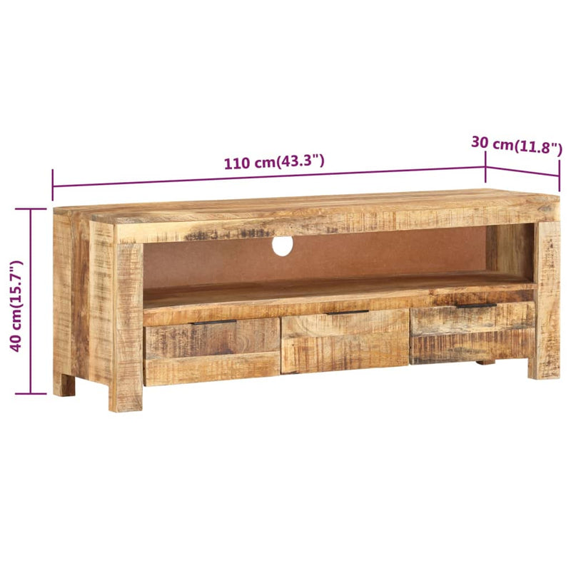 TV Cabinet 110x30x40 cm Solid Wood Rough Mango Payday Deals