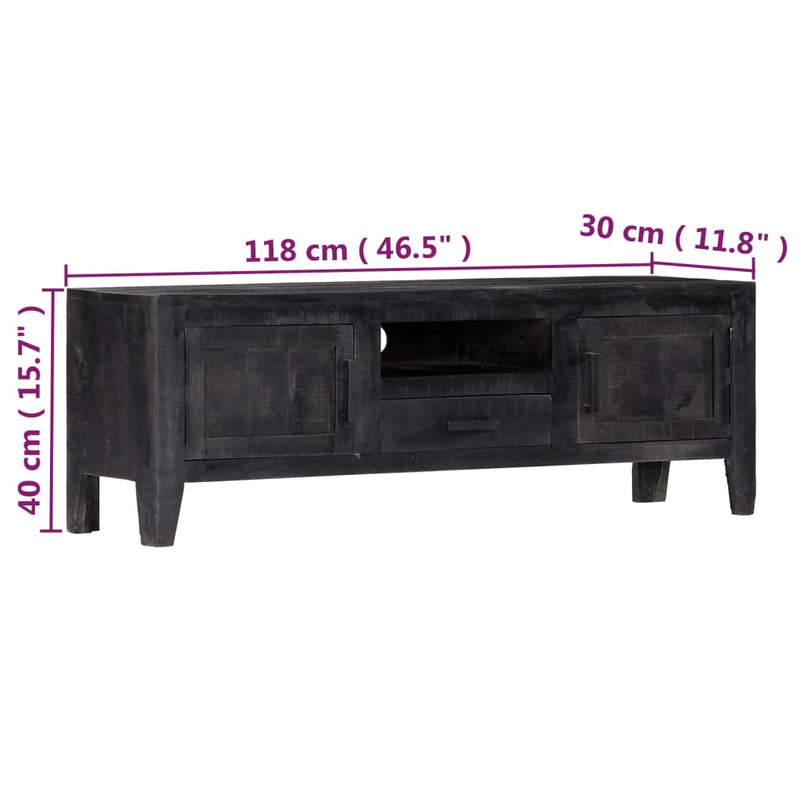 TV Cabinet Black 118x30x40 cm Solid Mango Wood Payday Deals