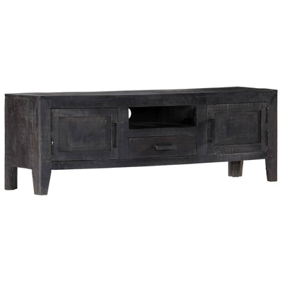 TV Cabinet Black 118x30x40 cm Solid Mango Wood Payday Deals