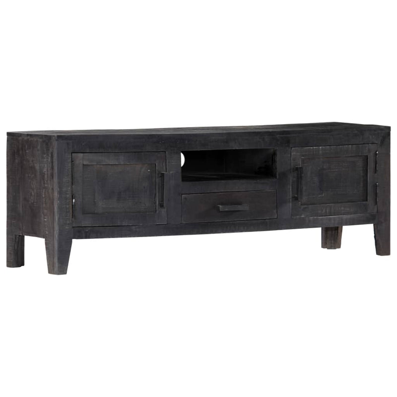 TV Cabinet Black 118x30x40 cm Solid Mango Wood Payday Deals