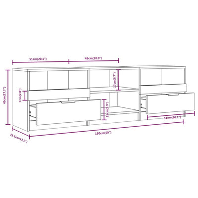 TV Cabinet Brown Oak 150x33.5x45 cm Engineered Wood Payday Deals