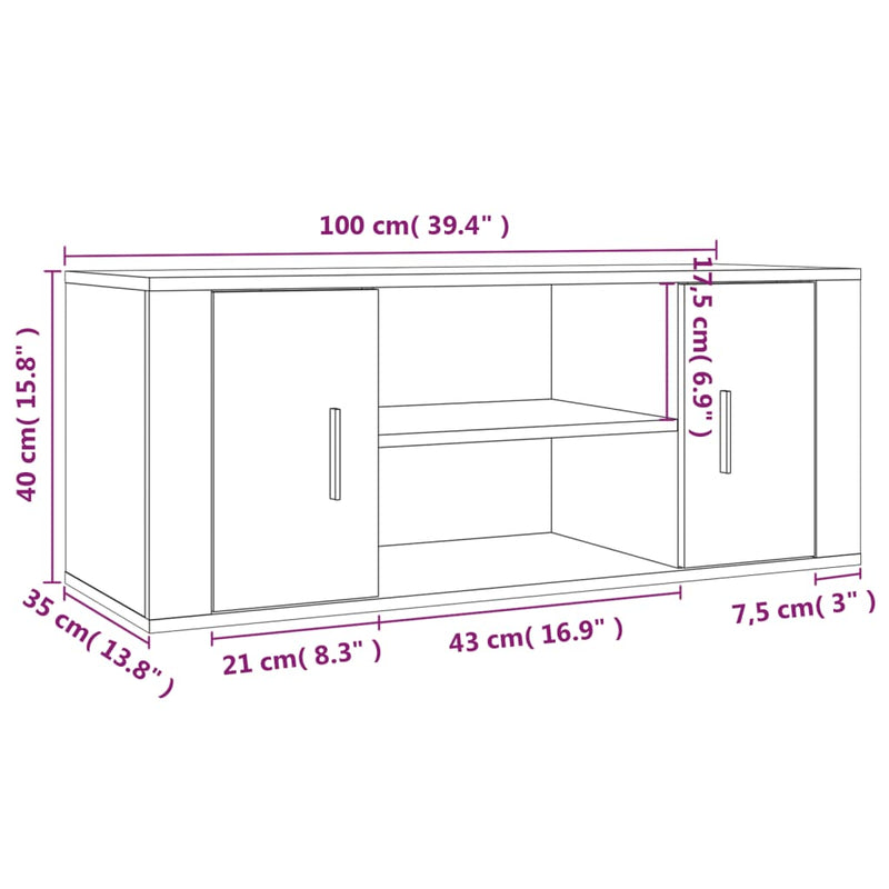 TV Cabinet Concrete Grey 100x35x40 cm Engineered Wood Payday Deals