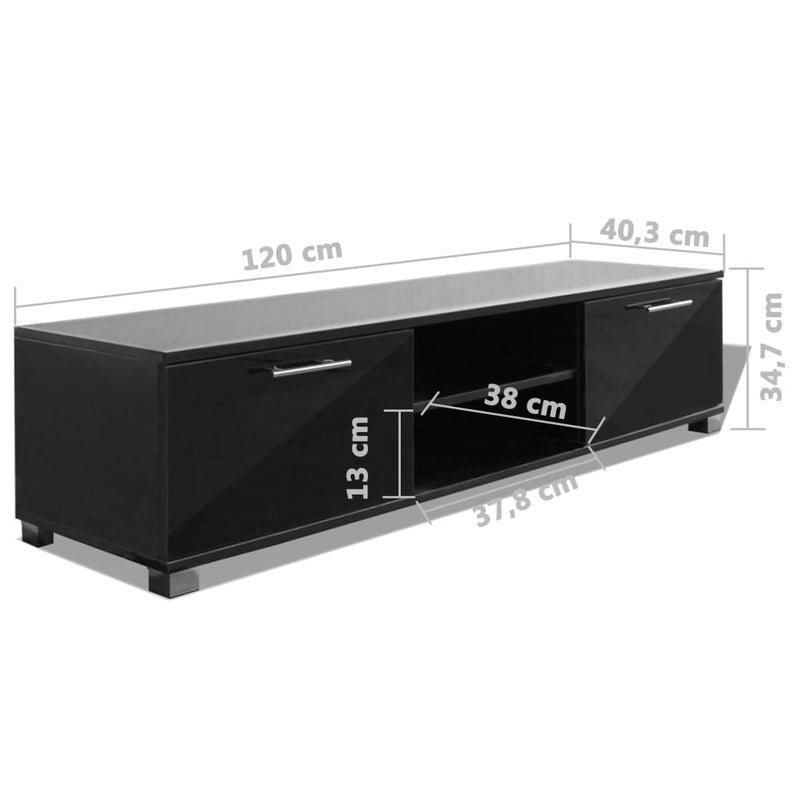 TV Cabinet High-Gloss Black 120x40.3x34.7 cm Payday Deals