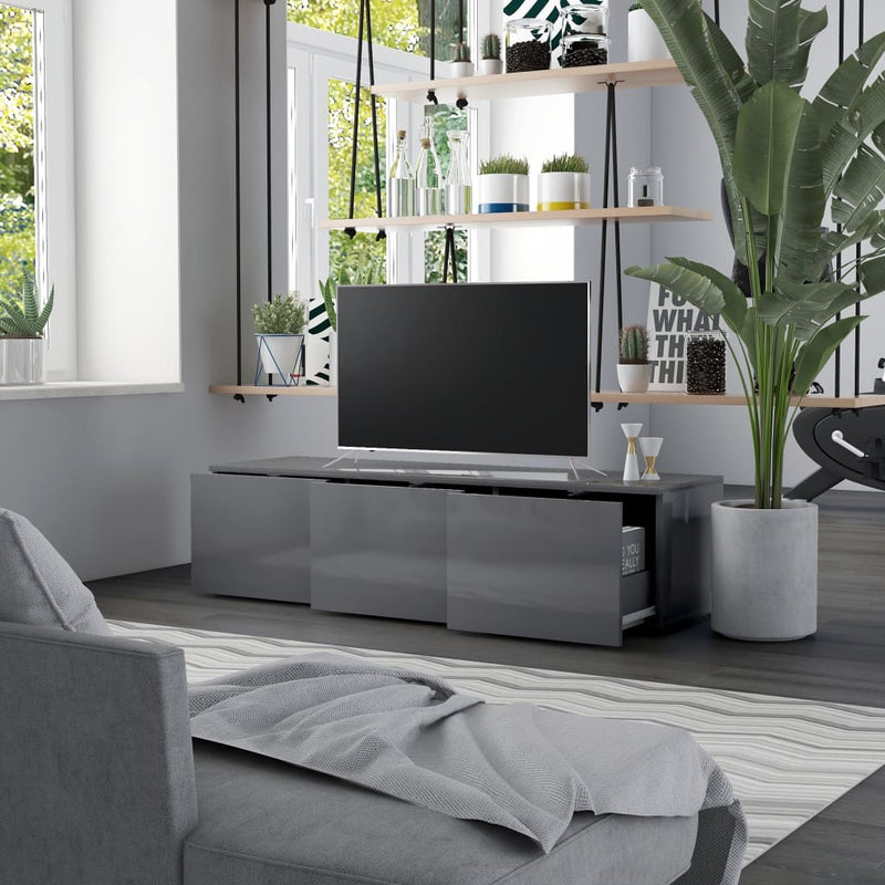 TV Cabinet High Gloss Grey 120x34x30 cm Engineered Wood Payday Deals