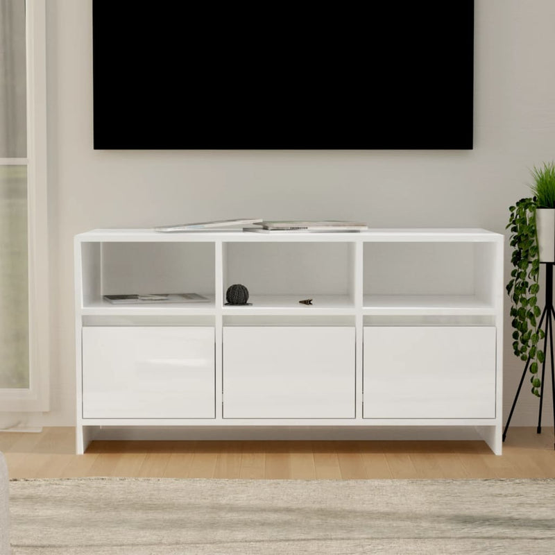 TV Cabinet High Gloss White 102x37.5x52.5 cm Engineered Wood Payday Deals