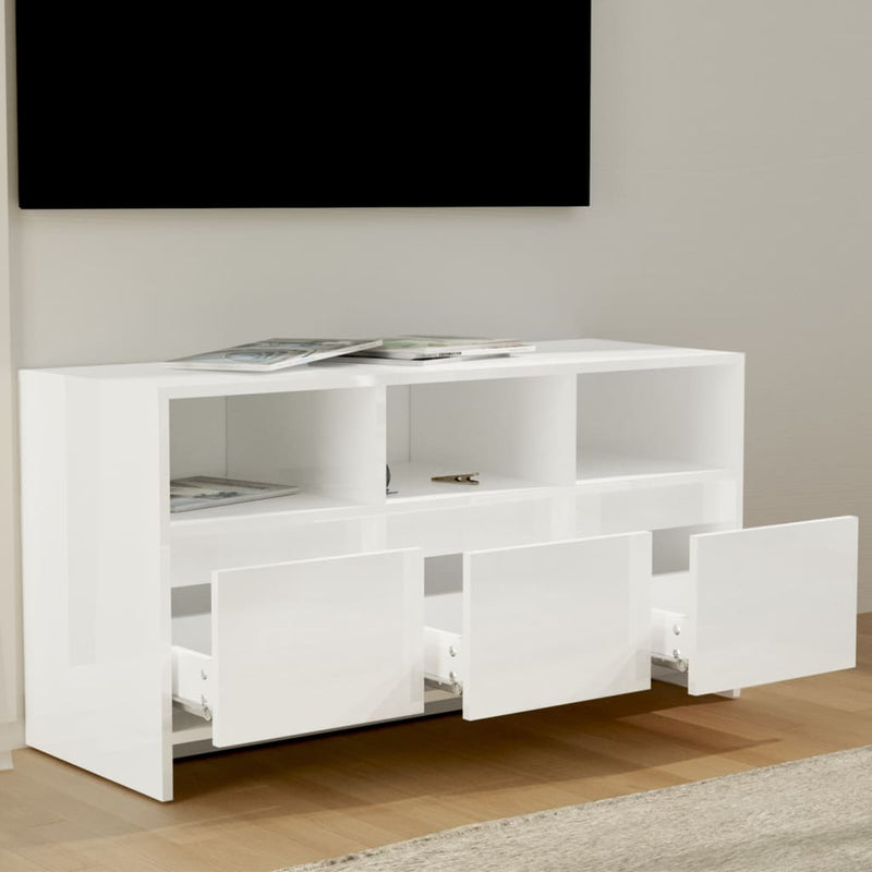 TV Cabinet High Gloss White 102x37.5x52.5 cm Engineered Wood Payday Deals