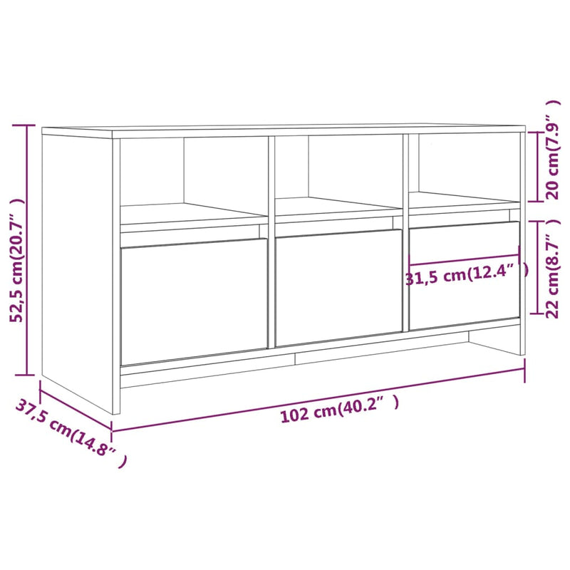 TV Cabinet High Gloss White 102x37.5x52.5 cm Engineered Wood Payday Deals