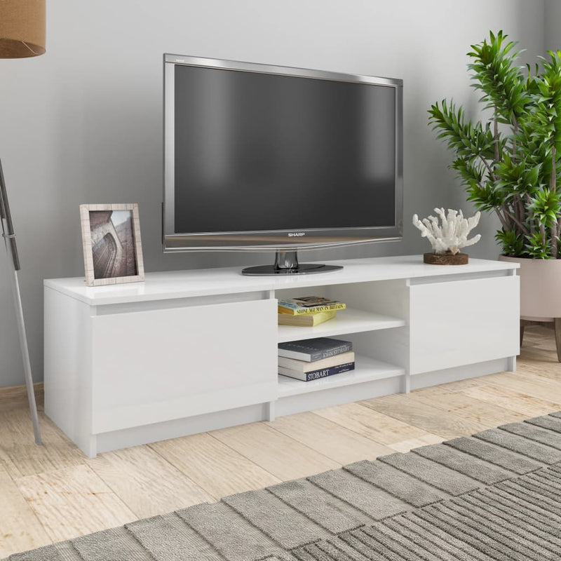 TV Cabinet High Gloss White 140x40x35.5 cm Engineered Wood Payday Deals