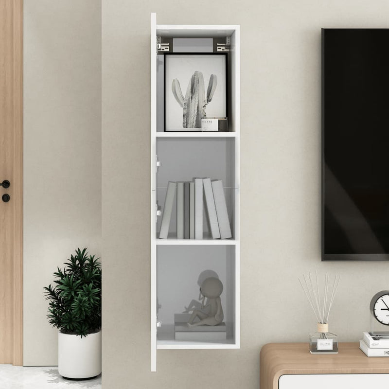 TV Cabinet High Gloss White 30.5x30x110 cm Engineered Wood Payday Deals