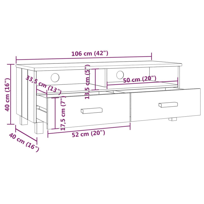 TV Cabinet Honey Brown 106x40x40 cm Solid Wood Pine Payday Deals