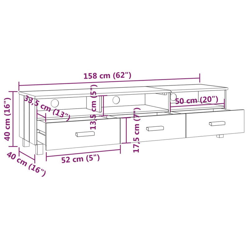 TV Cabinet Light Grey 158x40x40 cm Solid Wood Pine Payday Deals