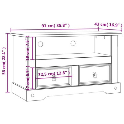 TV Cabinet Mexican Pine Corona Range 91x43x56 cm Payday Deals