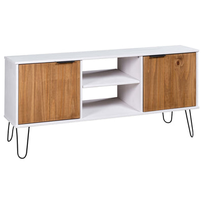 TV Cabinet "New York" White and Light Wood Solid Pine Wood