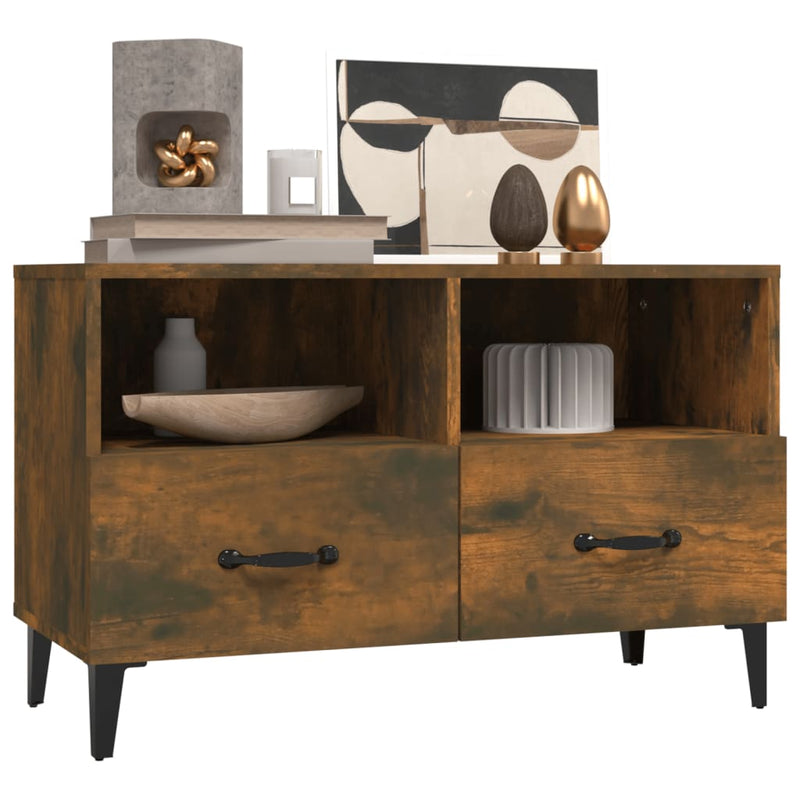 TV Cabinet Smoked Oak 80x36x50 cm Engineered Wood Payday Deals