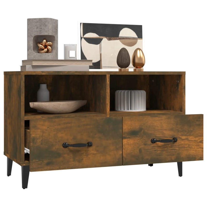 TV Cabinet Smoked Oak 80x36x50 cm Engineered Wood Payday Deals