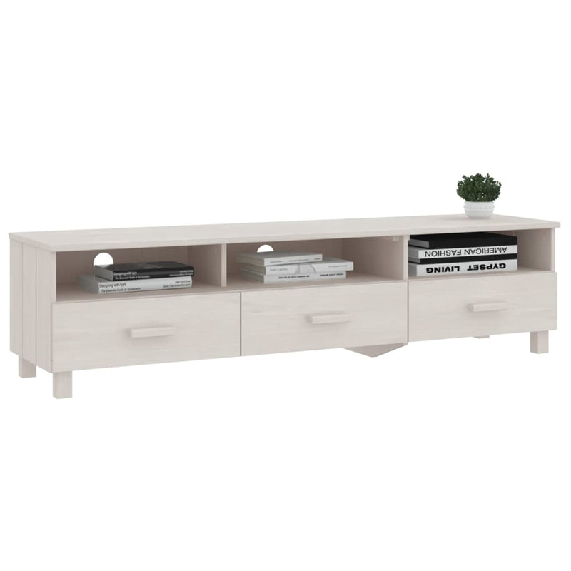 TV Cabinet White 158x40x40 cm Solid Wood Pine Payday Deals