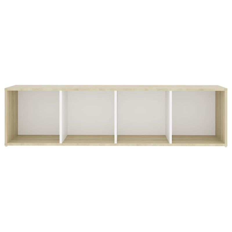 TV Cabinet White and Sonoma Oak 142.5x35x36.5 cm Engineered Wood Payday Deals