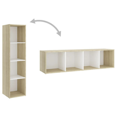 TV Cabinet White and Sonoma Oak 142.5x35x36.5 cm Engineered Wood Payday Deals