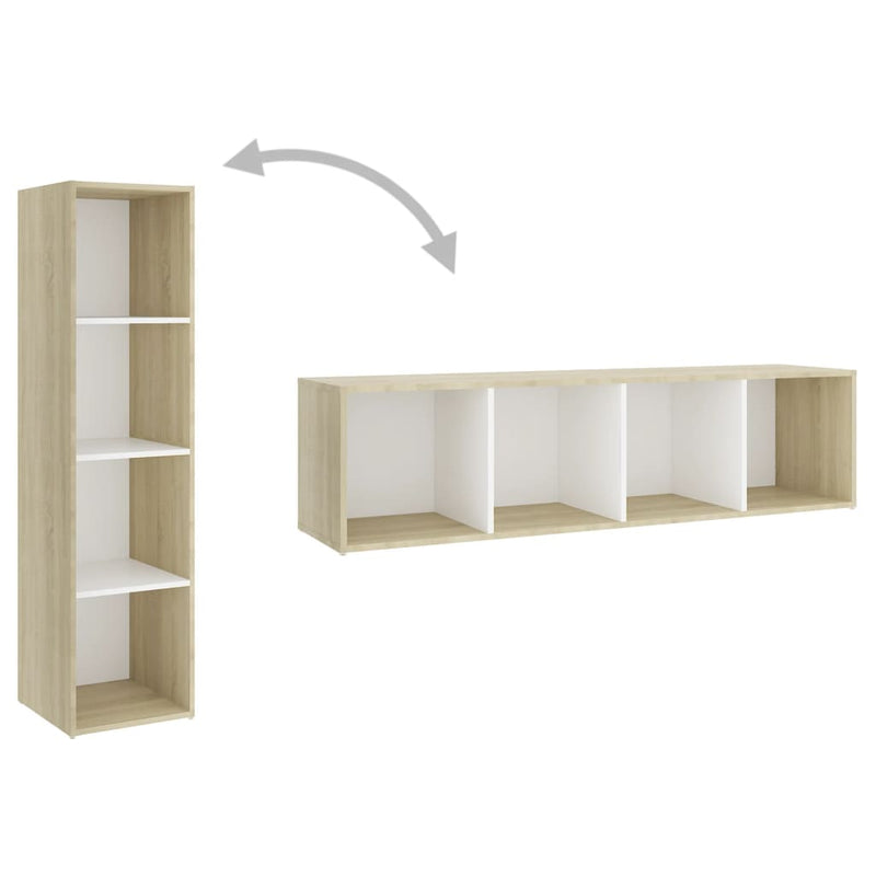 TV Cabinet White and Sonoma Oak 142.5x35x36.5 cm Engineered Wood Payday Deals