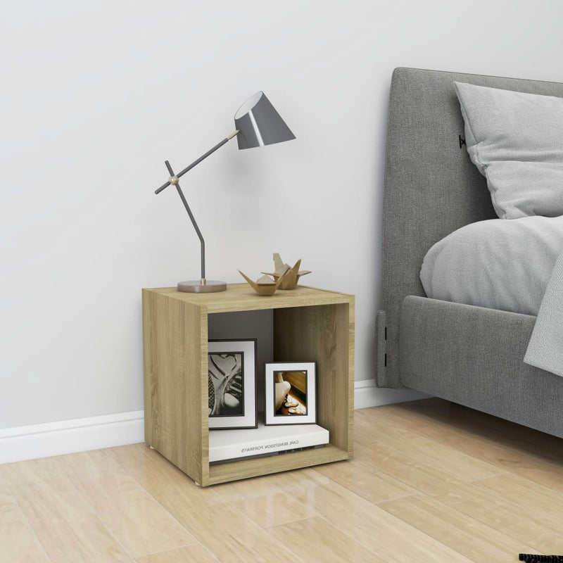 TV Cabinet White and Sonoma Oak 37x35x37 cm Engineered Wood Payday Deals