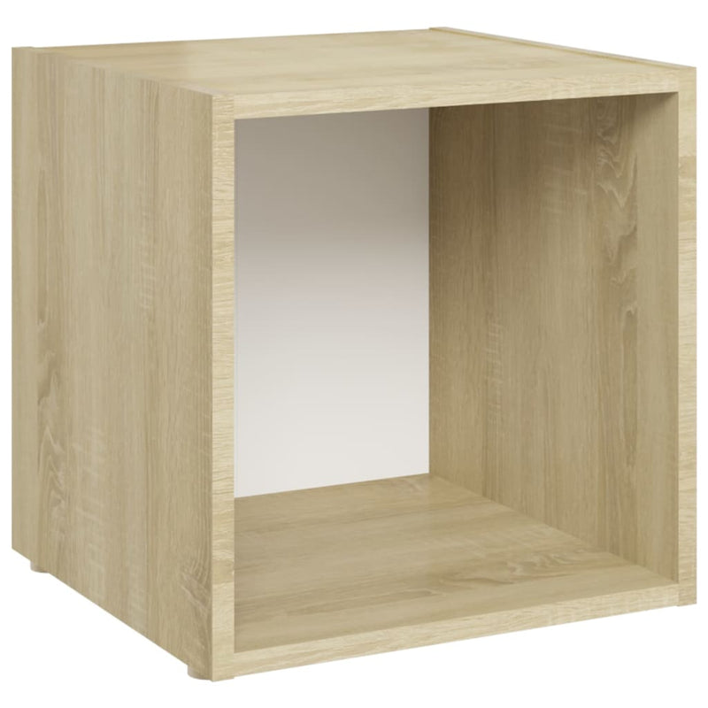 TV Cabinet White and Sonoma Oak 37x35x37 cm Engineered Wood Payday Deals