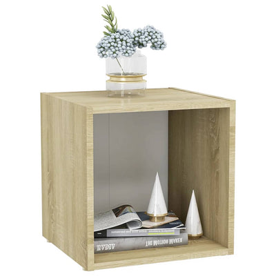 TV Cabinet White and Sonoma Oak 37x35x37 cm Engineered Wood Payday Deals